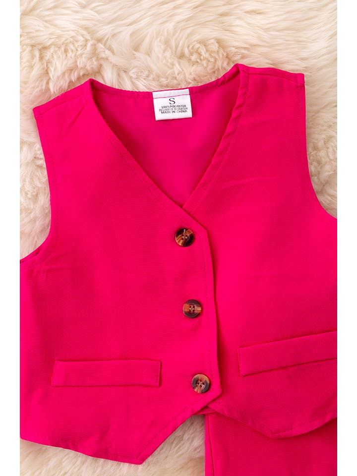 Kids Charm Online - Wholesale Clothing Set - Baby - Fuschia fashion vest and pants set. OFG42726 JEANN1