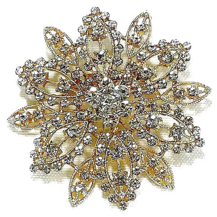 70mm Snow Flower Rhinestone Brooch Pin for wholesale by Diacly