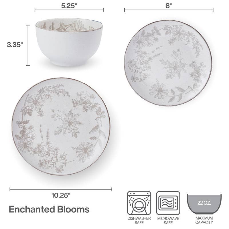 WHITE Pfaltzgraff Enchanted Bloom 12Pc DW Set Brown Box Pkg for wholesale on Faire6