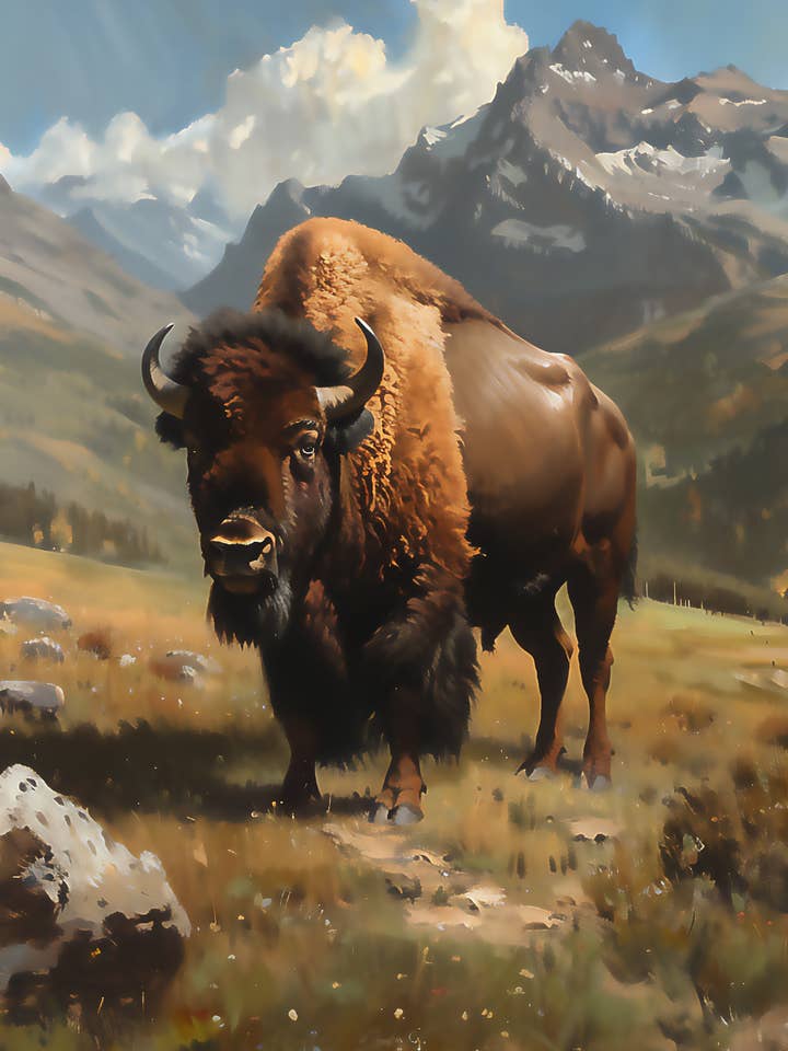 Bison - Mowbi's Wildlife 8"x10" Art Print Collection for wholesale by Mowbi