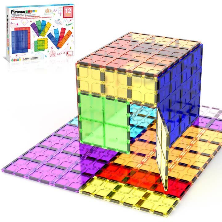 PicassoTiles 12 Piece Magnetic Tile Set for wholesale by PicassoTiles