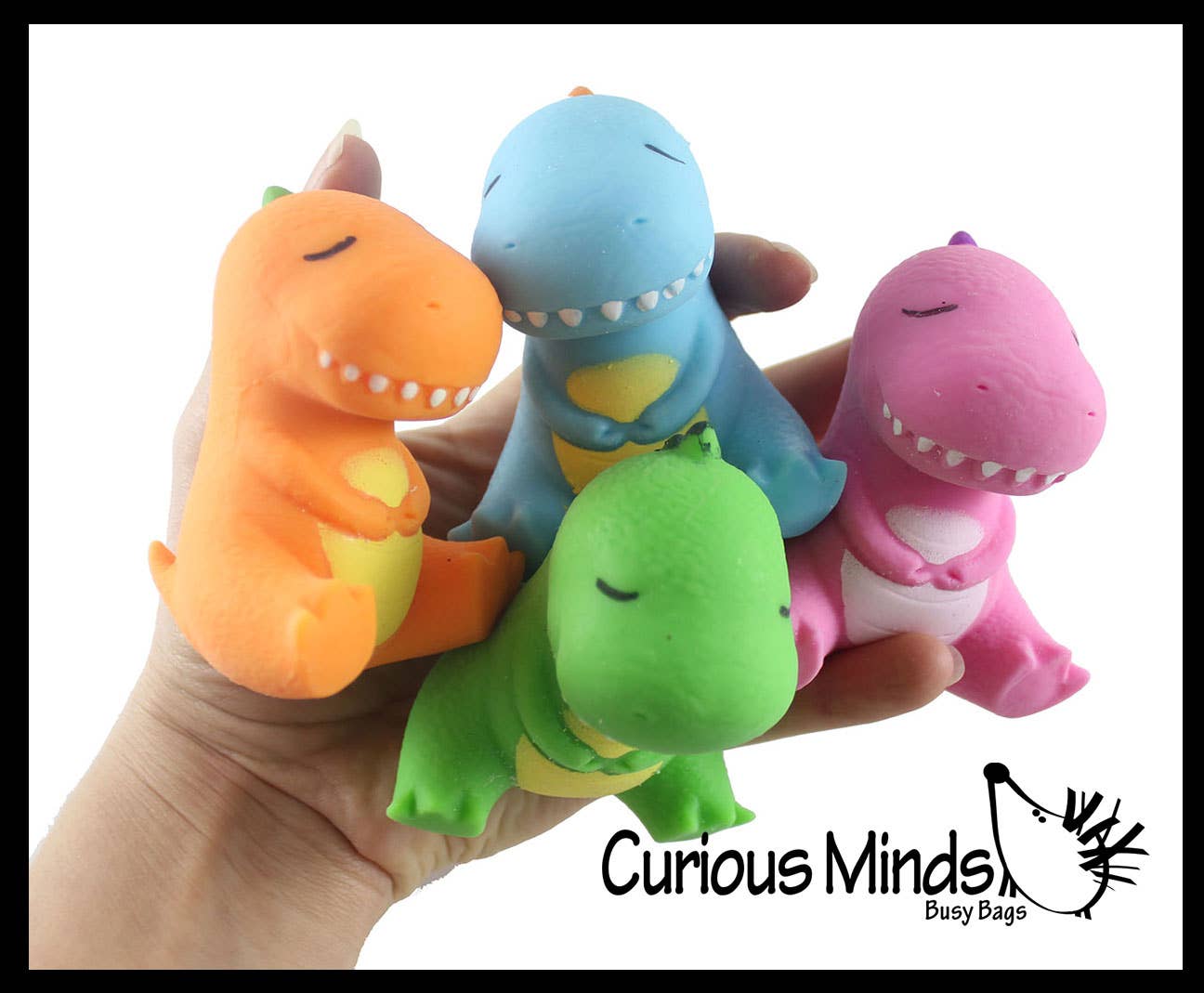Curious Minds Toys - Wholesale Knijpbal - Kinderen en baby - 1 zachte crèmekleurige stressbal met dinosaurus gevuld met honden - Squishy Gooe