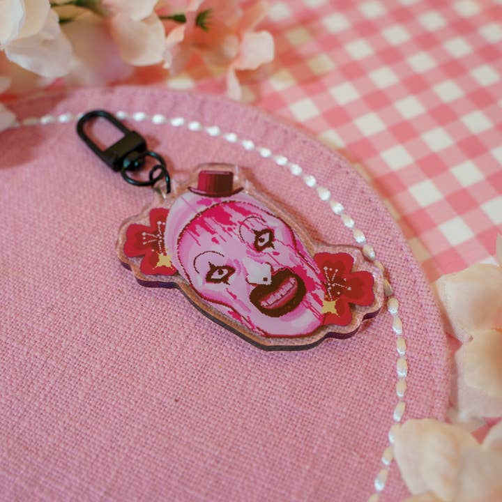 Aerynu – wholesale Nyckelringar - Dam – Rosa skräckikon pixel nyckelring
