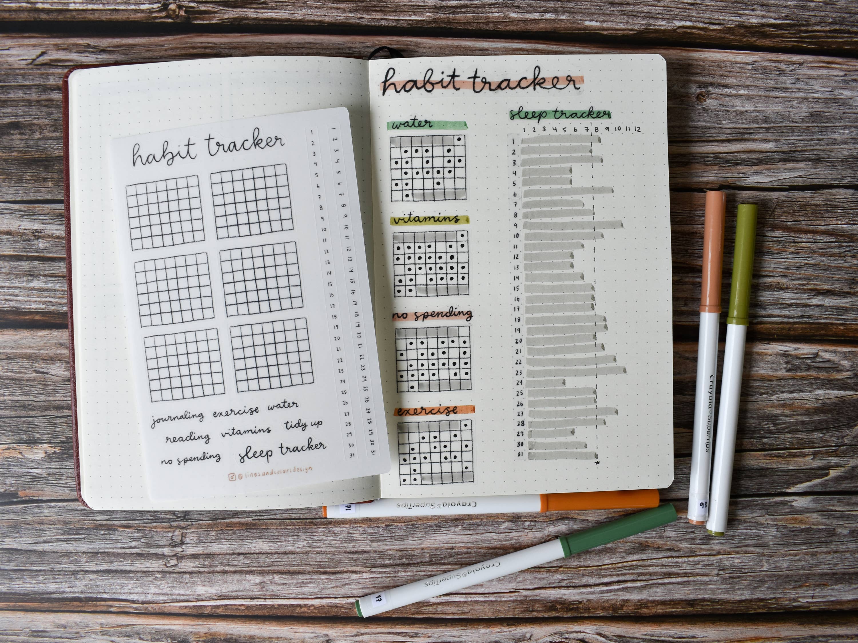Lines And Colors Design - Wholesale Sticker - Habit Tracker Bullet Journal & Planner Sticker Sheet1