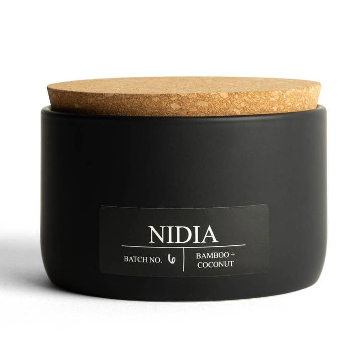 Handmade U.S. Soy Candle-12 Oz Triple Wick: Bamboo + Coconut for wholesale by Nidia Candles