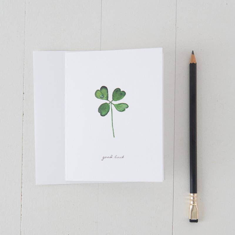 Finding Silver Pennies - Wholesale Everyday Greeting Card - Four Leaf Clover Watercolor Note Card | Good Luck1