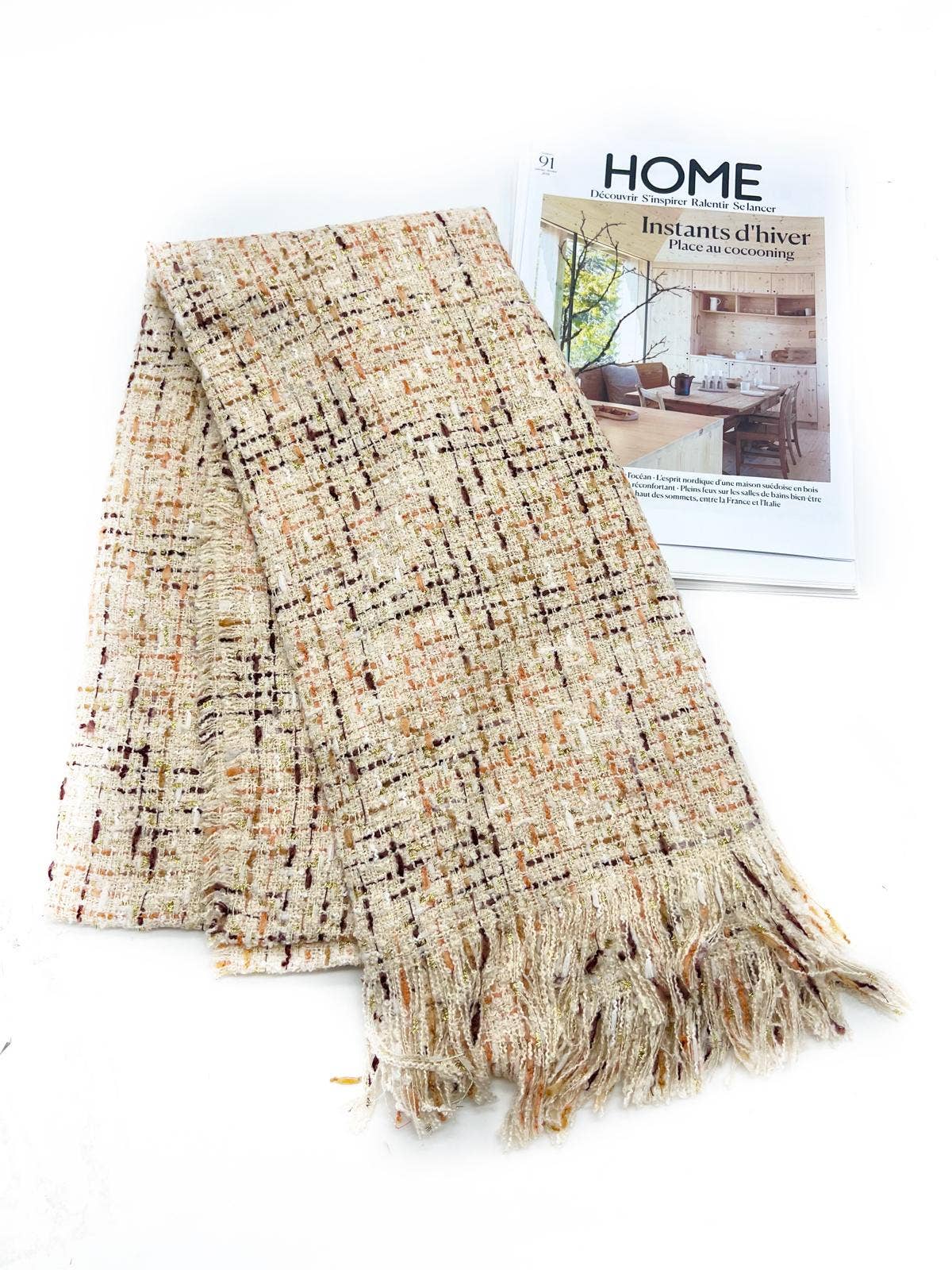 LINETA – Großhandel Schal – Damen – HH-339 Tweed-Schal mit Lurex0