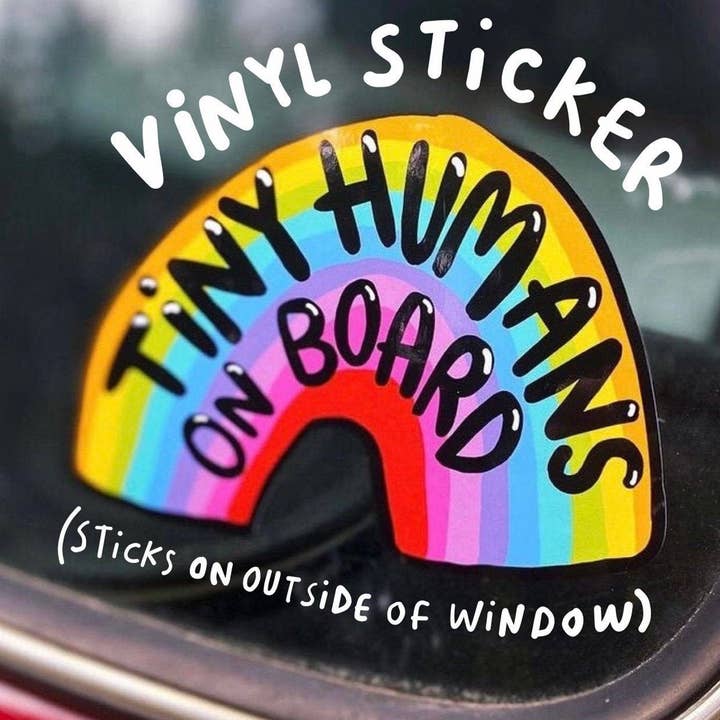 Baby om bord VINYL klistermærke - Små mennesker om bord - Regnbue for engroshandel hos Katie Abey