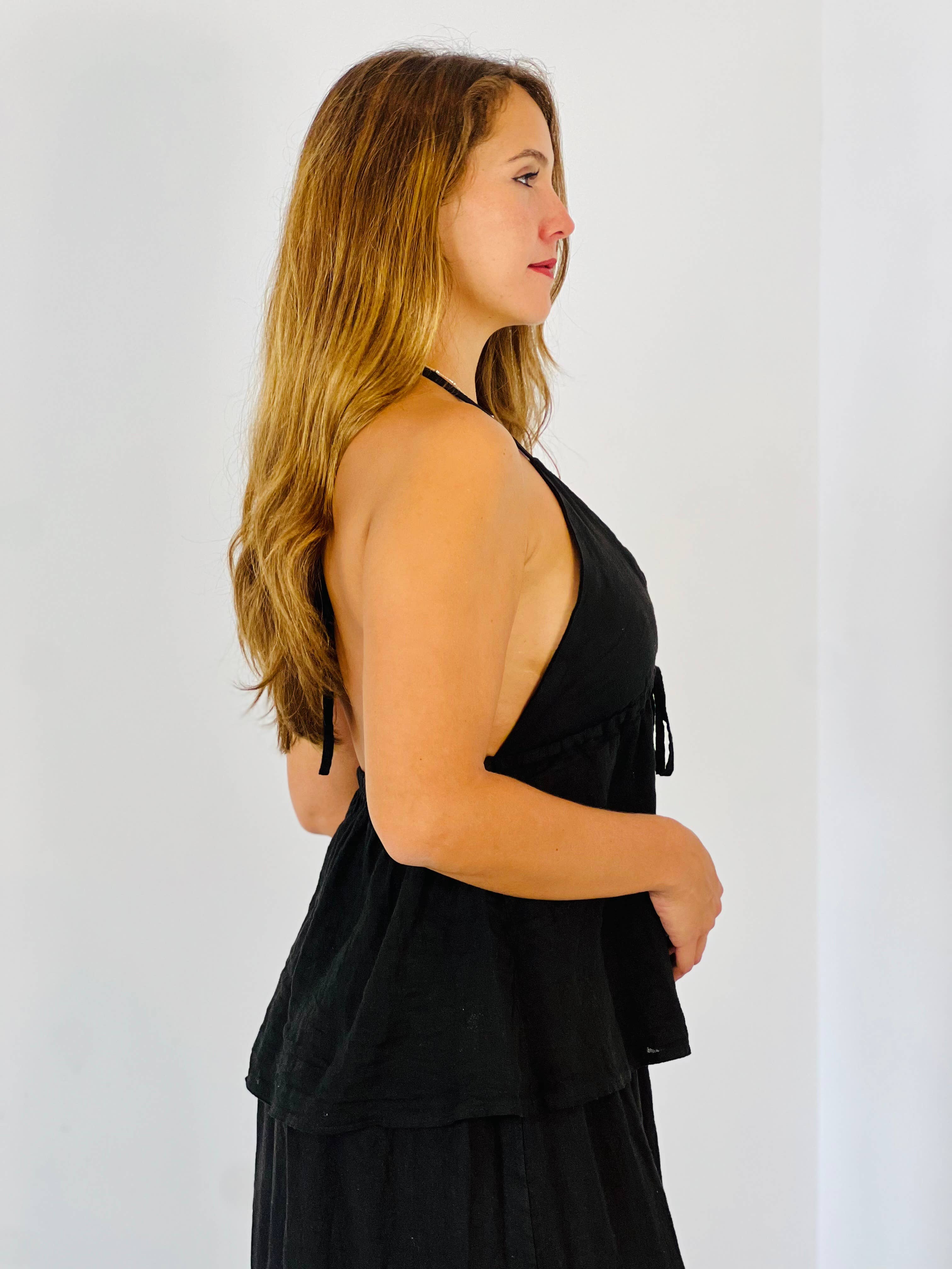 Linen & More - Vente Caraco – femme - T-shirt à bretelles ouvertes 100 % lin REF 215229