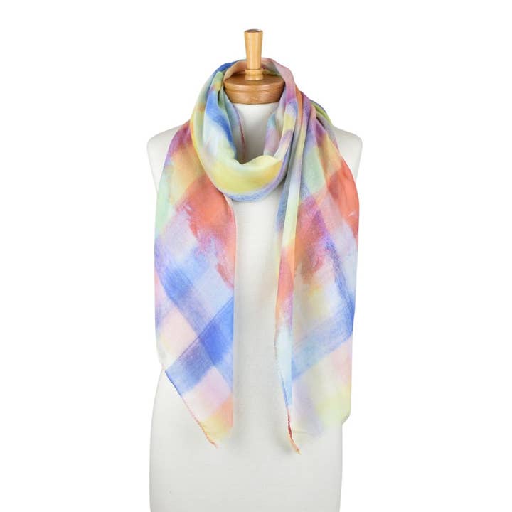 THSS2805: Rainbow: Pastel Plaid Scarf for wholesale by Taylor Hill Scarves & Co
