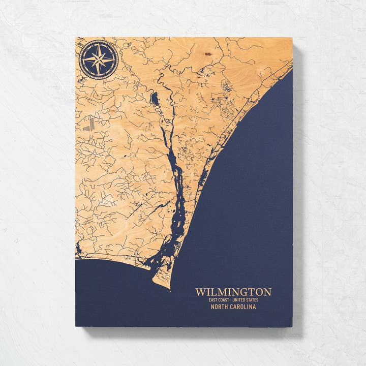 Wilmington, North Carolina U.S. Coastal Map for wholesale by Benoit's Design Co.