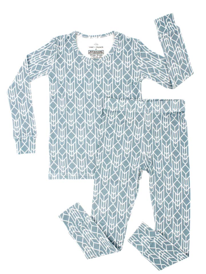 Runway- Stone Blue – Kids Two-Piece Pajama for wholesale by Shae & Palmer
