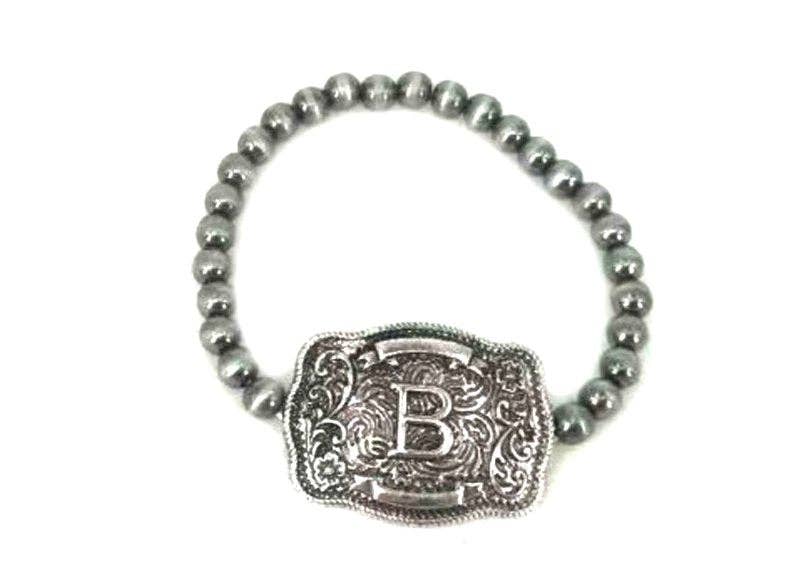 Snowing West - Wholesale Beaded Bracelet - Western Buckle Initial Stretch Bracelet1
