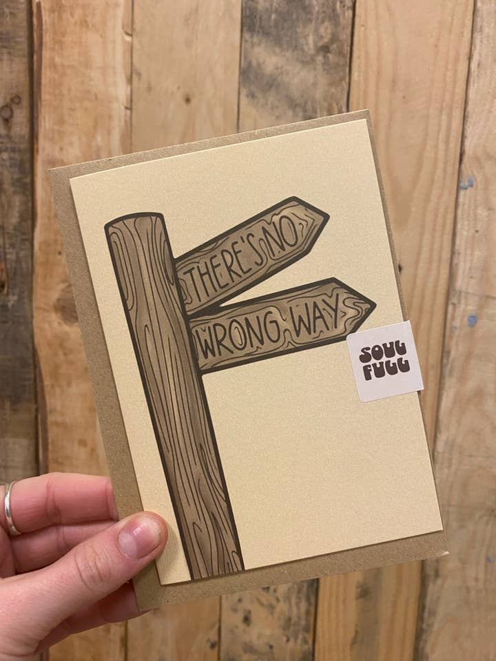 „Der er ingen forkert måde“ Vejskilt udendørs lykønskningskort for engroshandel hos SOULFULL