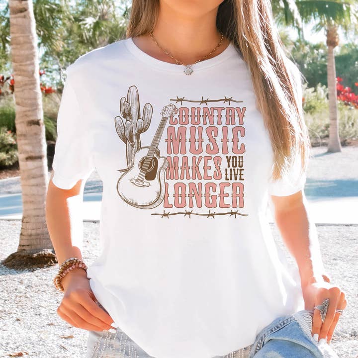 Country-Musik lässt dich länger leben Grafikshirt für den Großhandel von Untamed Country