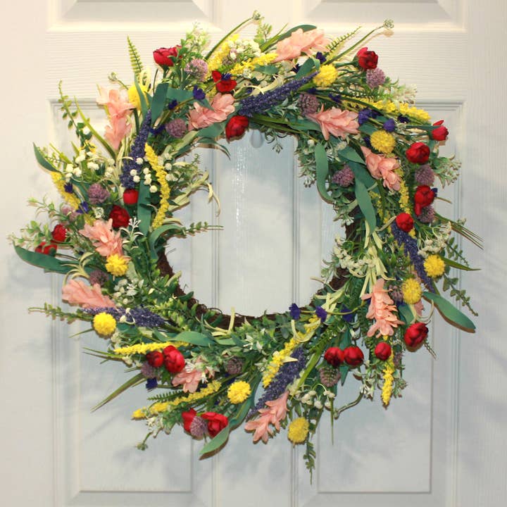 WORTH IMPORTS - Wholesale Wreath - 24" Spring Wildflower Wreath on Natural Twig Base2