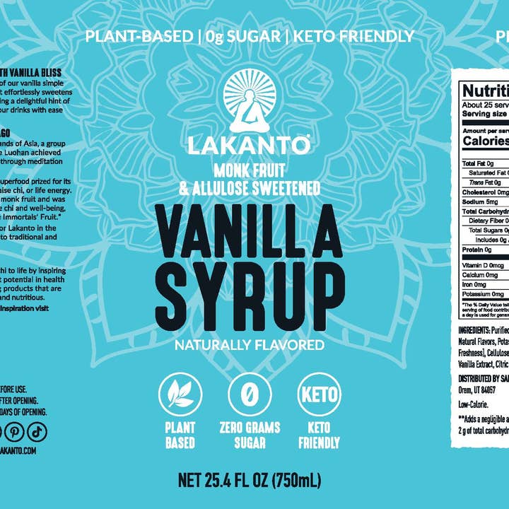 Lakanto - Wholesale Flavored Syrup - Lakanto Simple Flavoring Syrup - Vanilla 25.4 Fl Oz1