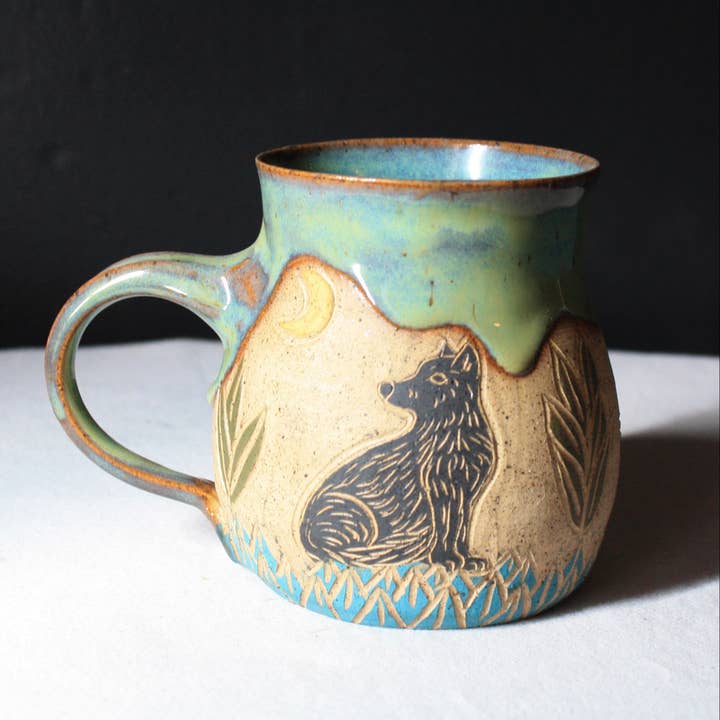 Wolf Mug for wholesale by The Midnight Mustard Seed