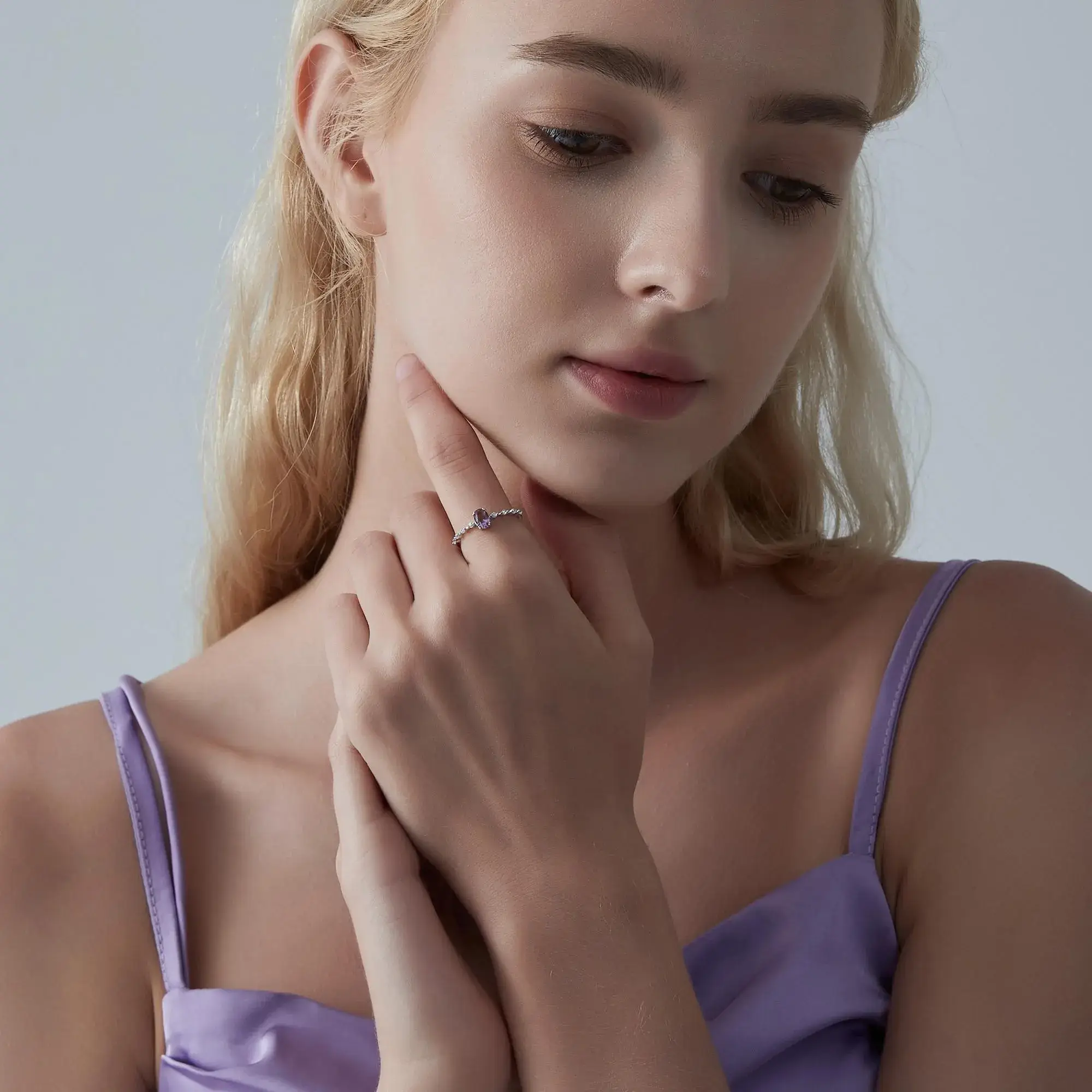 Perimade & Co. LLC - Wholesale Multi-Stone Ring - Oval Cut Natural Amethyst Ring in 925 Sterling Silver5