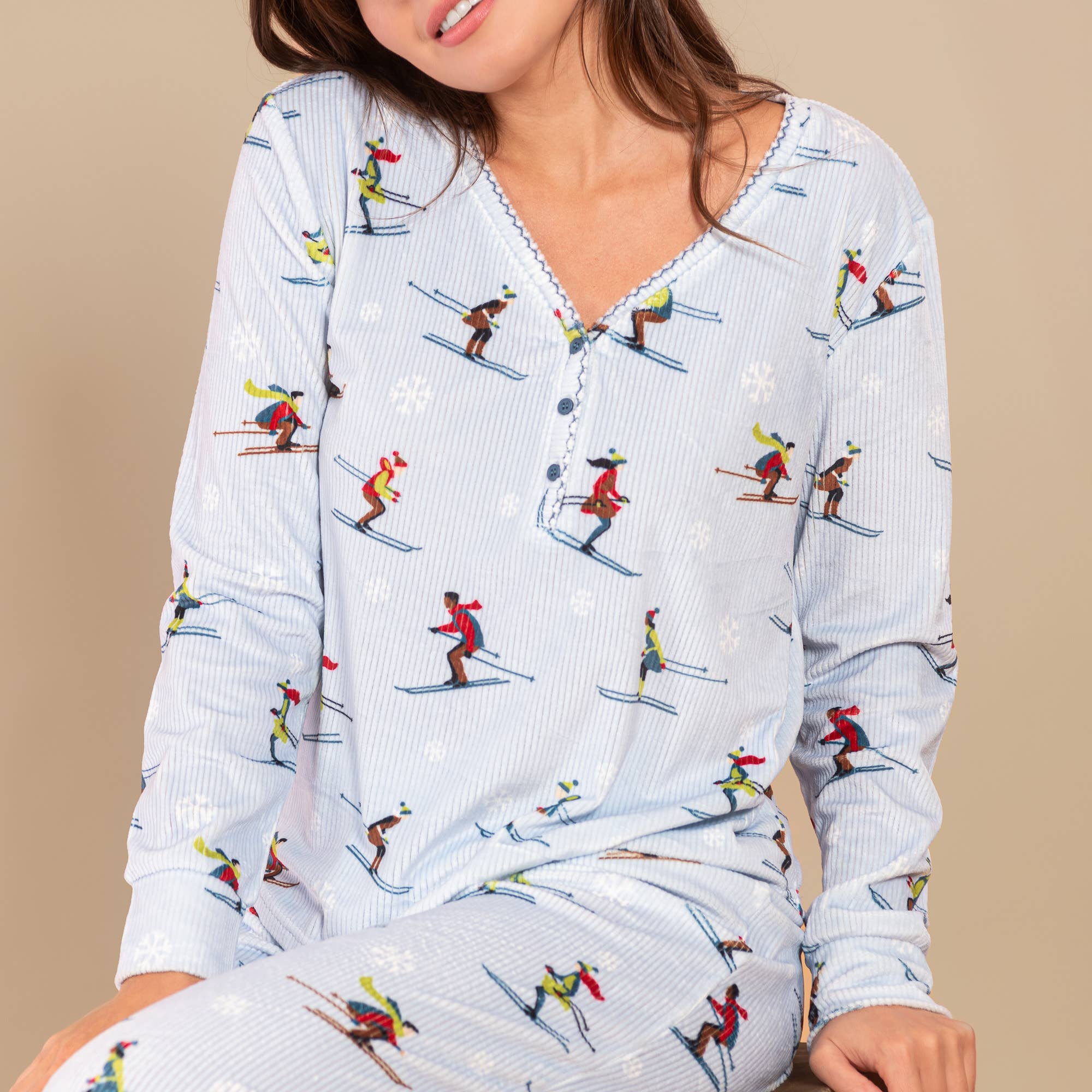 Amanda Blu - Wholesale Sleepwear Top - Women's - It's Snow Time Ski Pajama Top | Long-Sleeve Winter PJs3