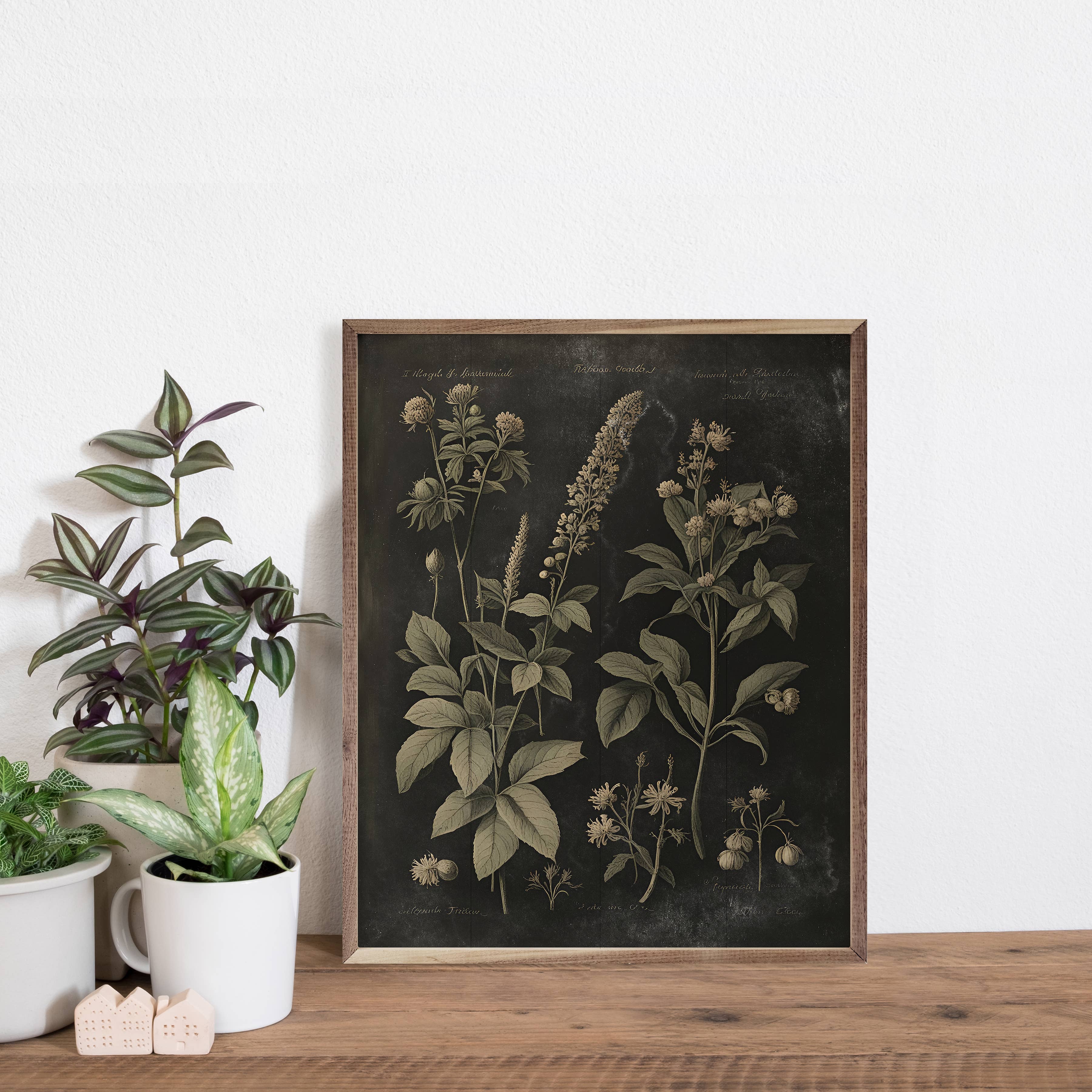 Kendrick Home - Wholesale Art Print - Vintage Neutral Floral Print Black2