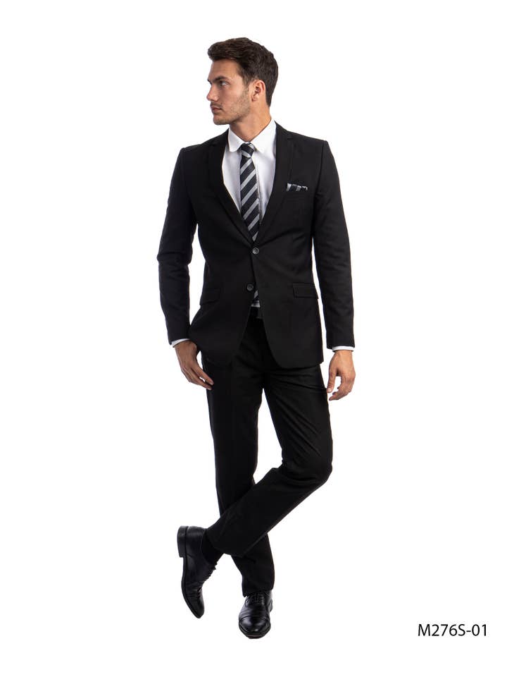 Mens Hybrid Fit 3pc Suit (Coat, Vest, Trousers), Black for wholesale on Faire