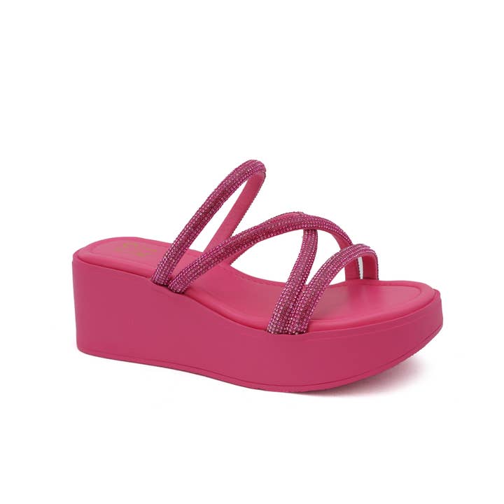 Yoki Fashion - Wholesale Wedges - Women's - YOKI Ladies GAZELLE Casual Platform Wedge Sandal With Stones1