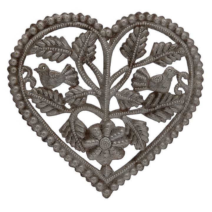 Two Birds in Oak Leak Heart for wholesale by Le Primitif Galleries