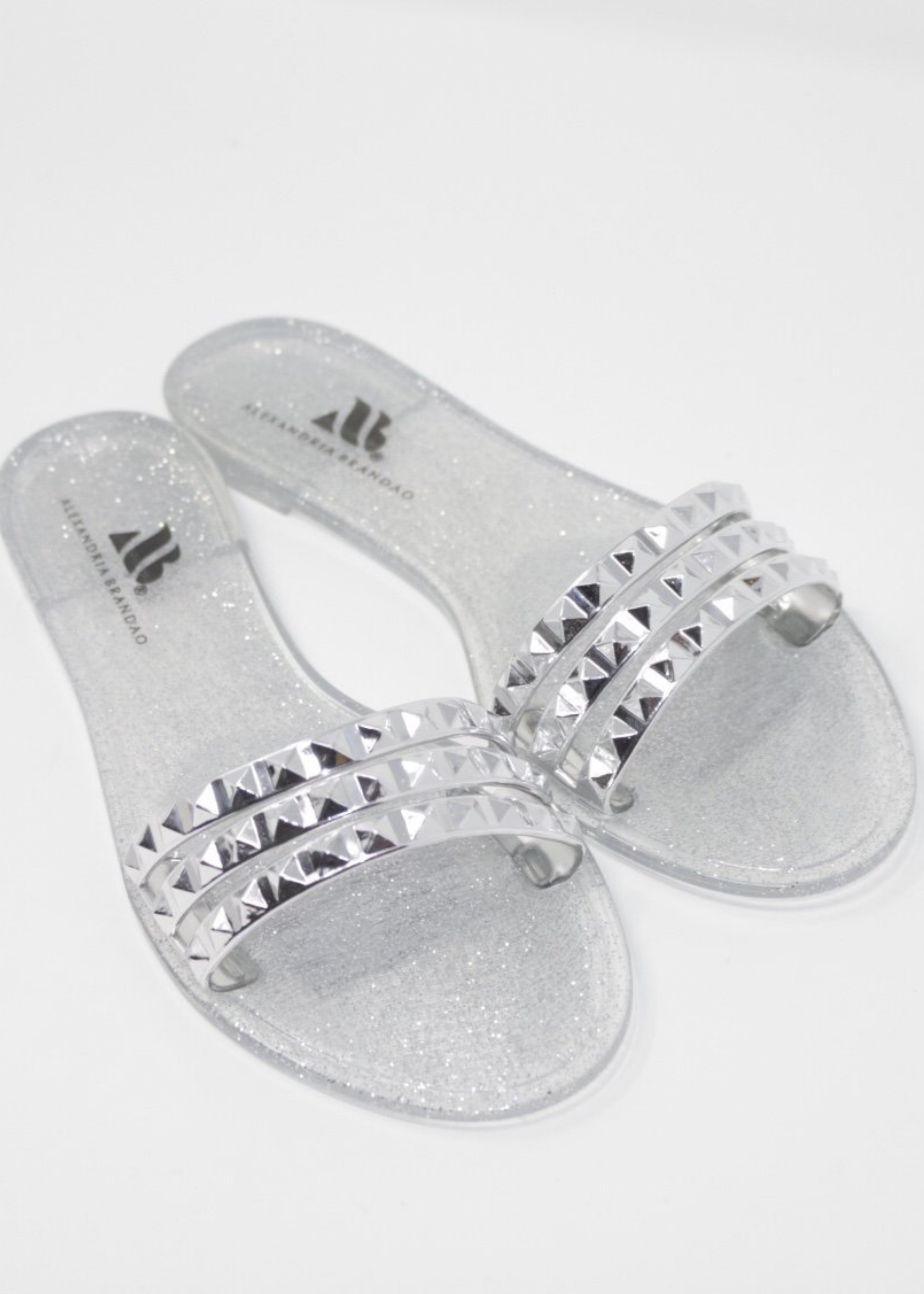 Shoes By Alexandria Brandao - Wholesale Sandals - Women's - Aria B Silver Jelly Slide Sandals4