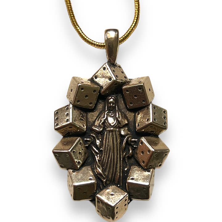 Virgin Mary Lucky Dice halskæde for engroshandel hos Hi Octane | SilverBotanica