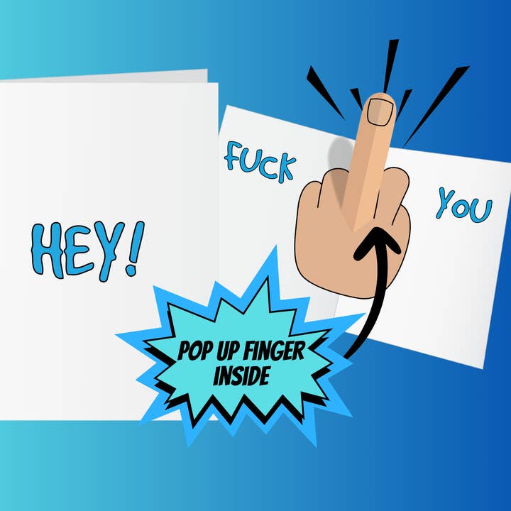 Hola.. Tarjeta de felicitación Fu*k You Pop Up con el dedo medio para venta al por mayor de Crude Cat Cards