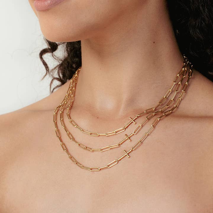 Rizen Jewelry – Großhandel Kette mit Anhänger/Charm – Chain Breaker Cross Halskette - Vermeil-Gelbgold2