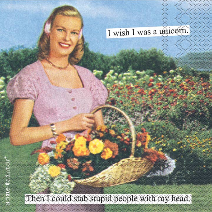 Lot de 20 serviettes de cocktail en papier Anne Taintor Unicorn pour la vente par Boston International