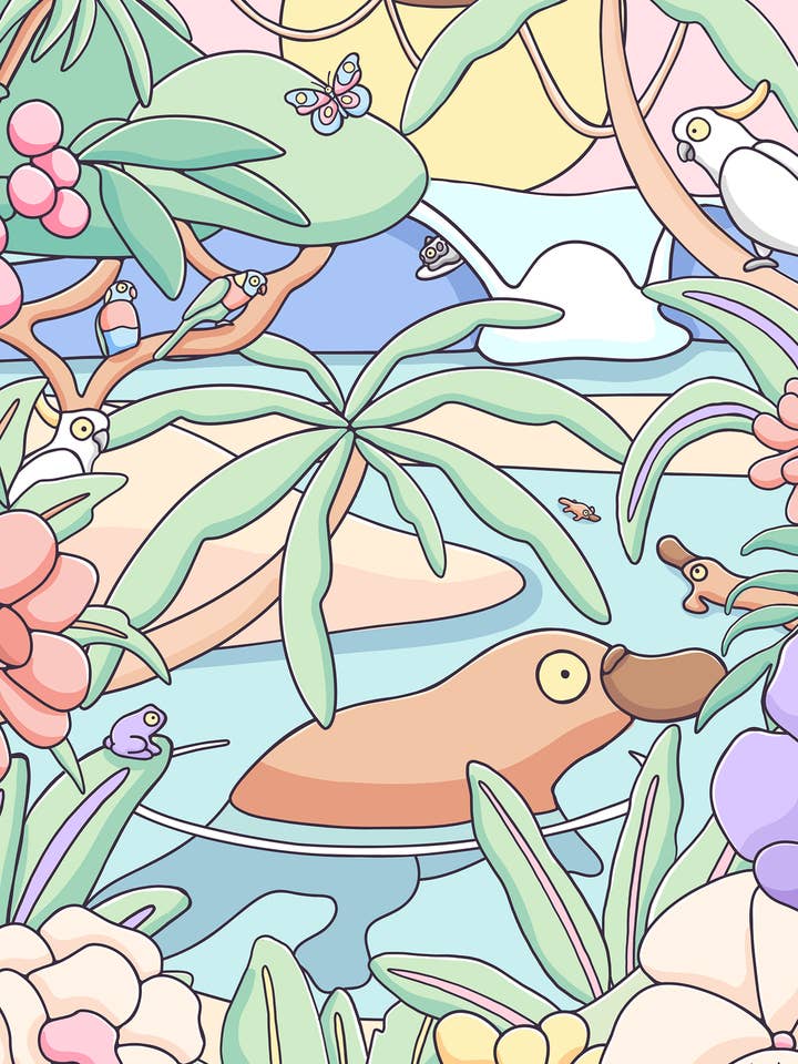 Platy Paradise Art Print for wholesale by Brentos