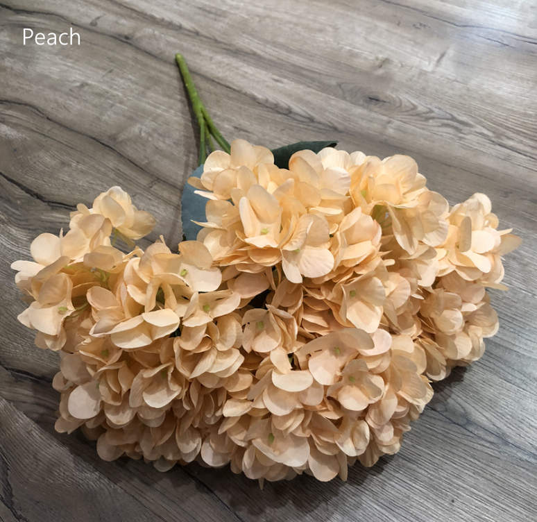 Sweet Home Deco – wholesale Artificial flowers – 18" Super Soft Silk Hydrangea Artificial Flower YellowOrange1
