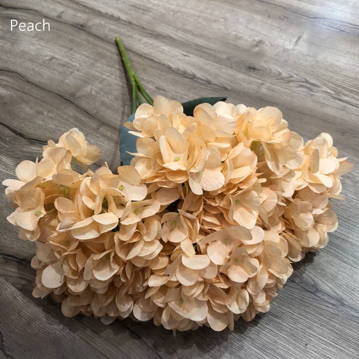 Sweet Home Deco – wholesale Artificial flowers – 18" Super Soft Silk Hydrangea Artificial Flower YellowOrange1