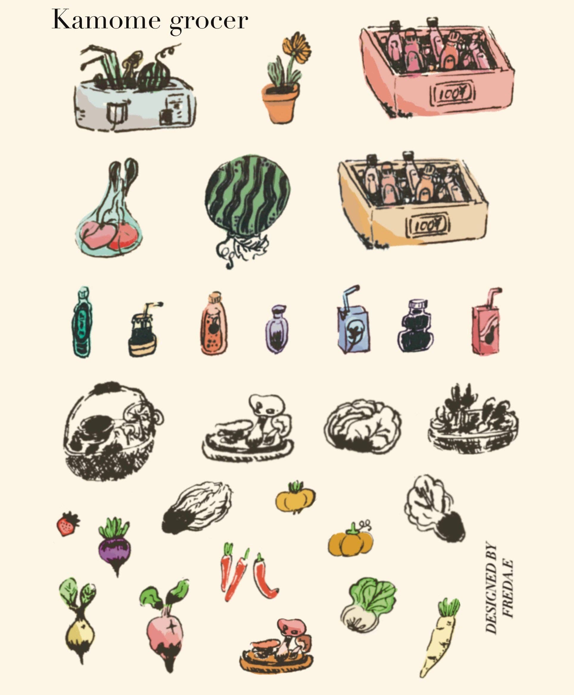 Little Forest Shop - Wholesale Sticker - Kamome Grocer - Rub on/ Transfer Stickers 026 (LFSO)0