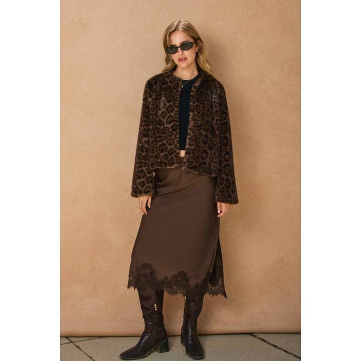 LEOPARD Chasing Horizons Faux Fur Jacket for wholesale on Faire3