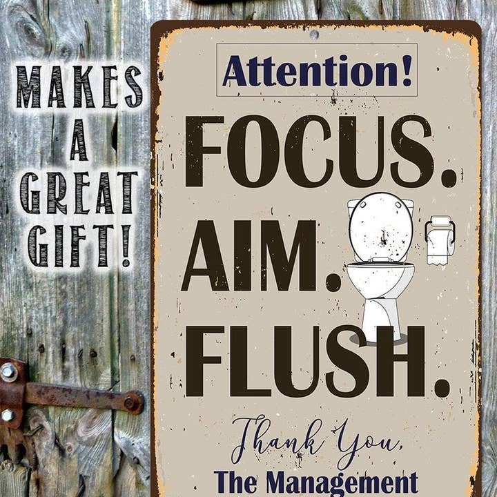 Lone Star Art Metal Signs - Wholesale Bathroom Sign - Focus Aim Flush - Metal Sign5