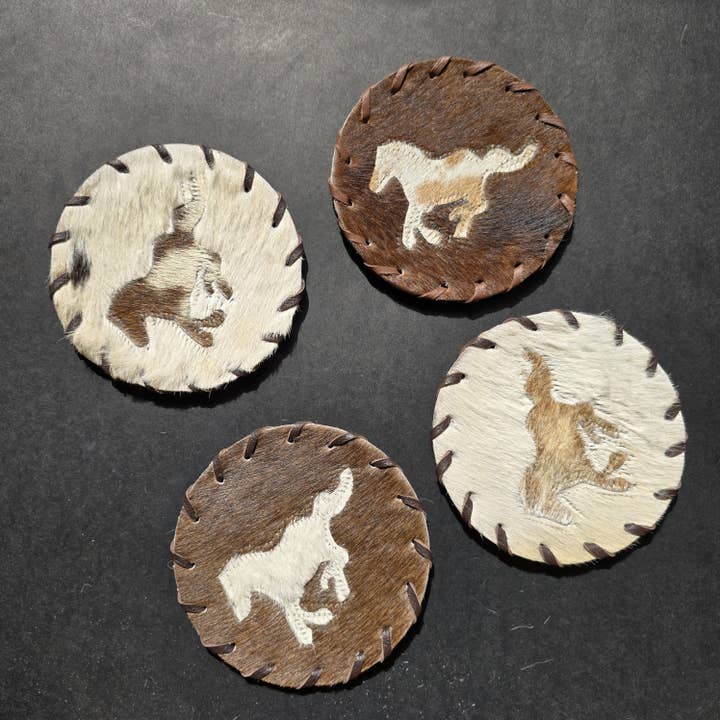 Ranchers Closet - Wholesale Coasters - 4 Cowhide Hair-on Coaster - Handcrafted Western Decor2