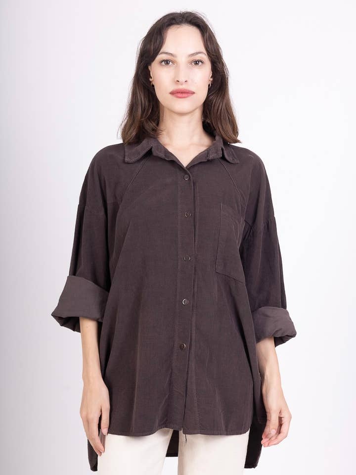 LINEN & COTTON HOUSE - Wholesale Button Down Shirt - Women's - 4942 SHIRT IN VELVET FALL WINTER CLOTHING