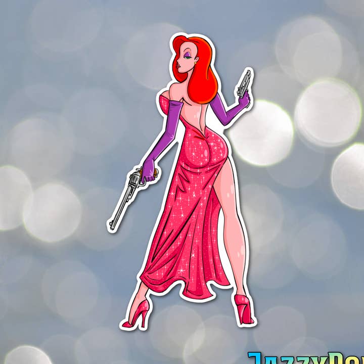 4" Jessica Roger Rabbit Classic 80s laminated sticker for wholesale by Jazzy Pop Stickers