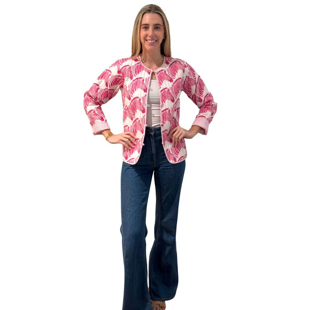 Liza Byrd - Venta al por mayor Chaqueta - Mujer - La Chaqueta Acolchada Reversible Madeline en Cebra Rosa1