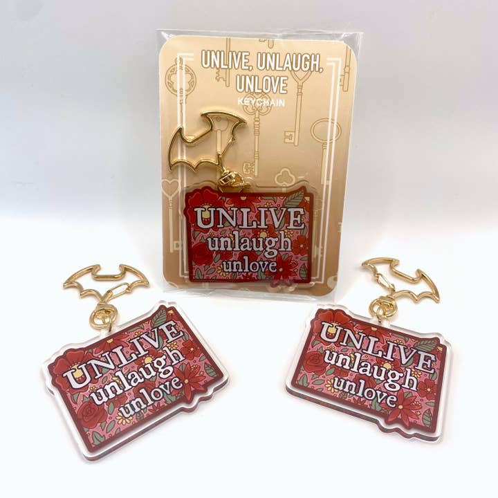 Unlive Unlaugh Unlove - Gothic Motivational Keychain for wholesale by Enthralledyet Illustration