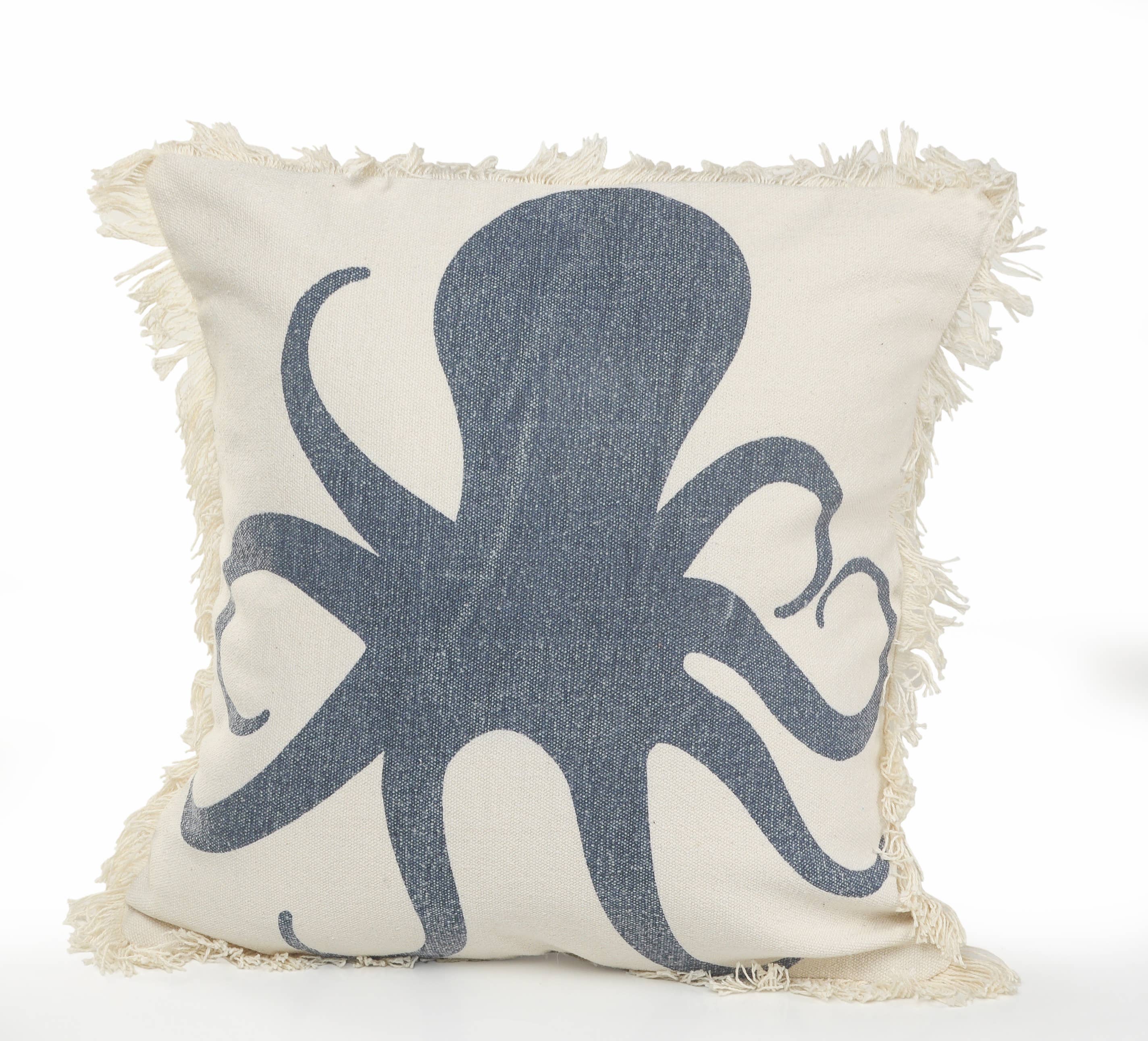 Cream Charcoal Navy Nautical-Themed Cotton Accent Pillow with Textured Edge for wholesale on Faire