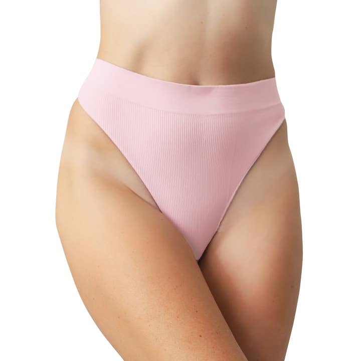 Seamless High Leg Ribbed Tag Free Thong, XS- 2X for wholesale by Teri Lingerie's Love Libby Panties