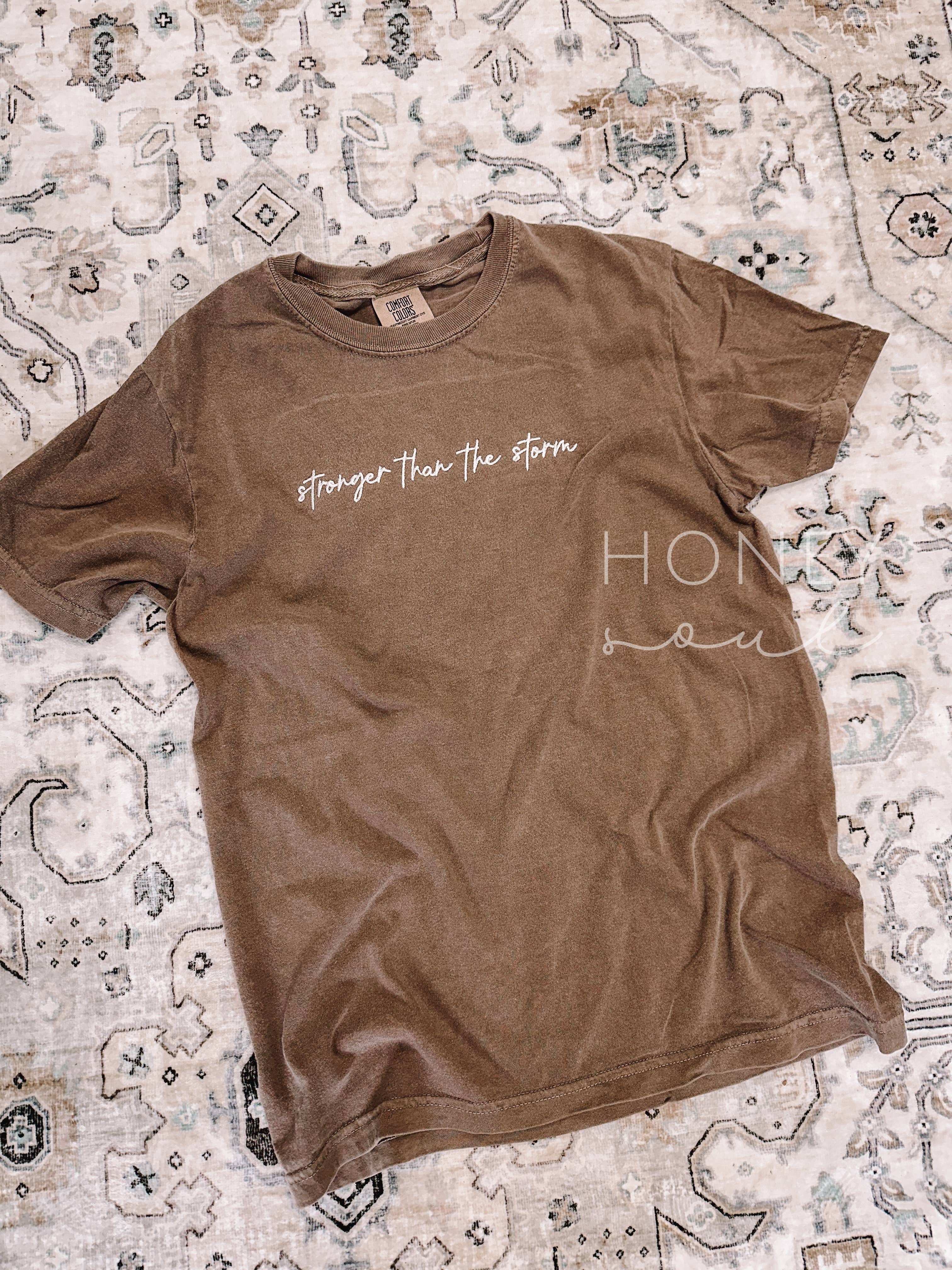 Honey Soul LLC - Wholesale T-Shirt - Women's - Embroidered Stronger Than The Storm Tee3