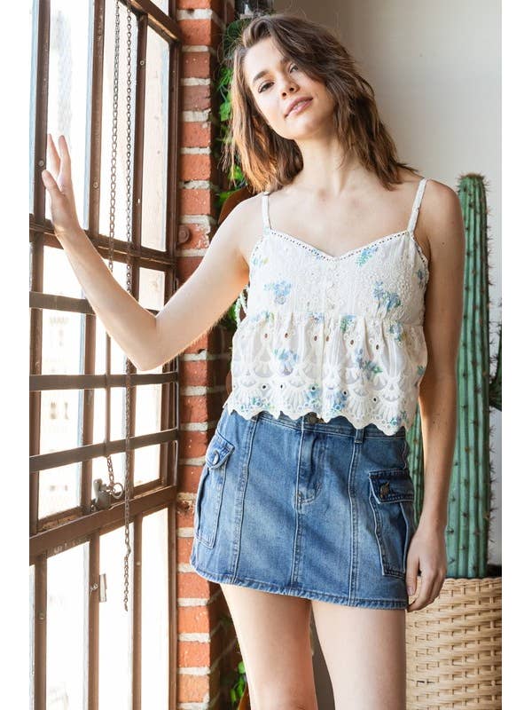 Blommönstrad spets cami-topp för wholesale av MintChoco