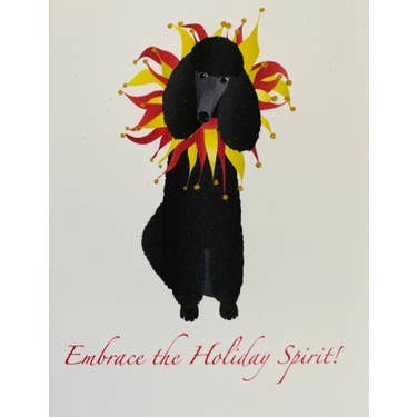 Studio Daedre - Wholesale Christmas Card - Christmas Poodle Black -  Boxed Note Cards0