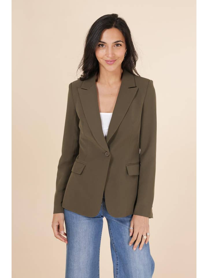 Attentif Paris - Vendita all'ingrosso Giacca elegante - Donna - Giacca aderente con bottone singolo, semplice - Collezione Timeless33